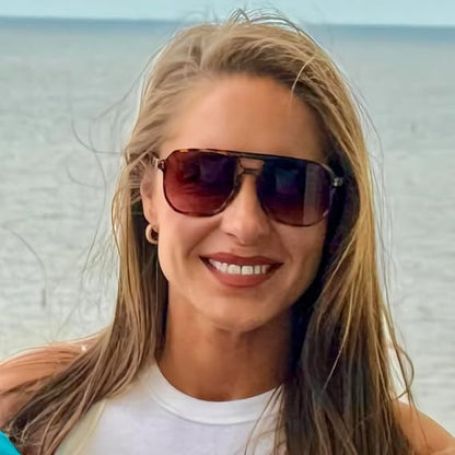 Stylish Double-Bridge Sunglasses with Square Rivet Details