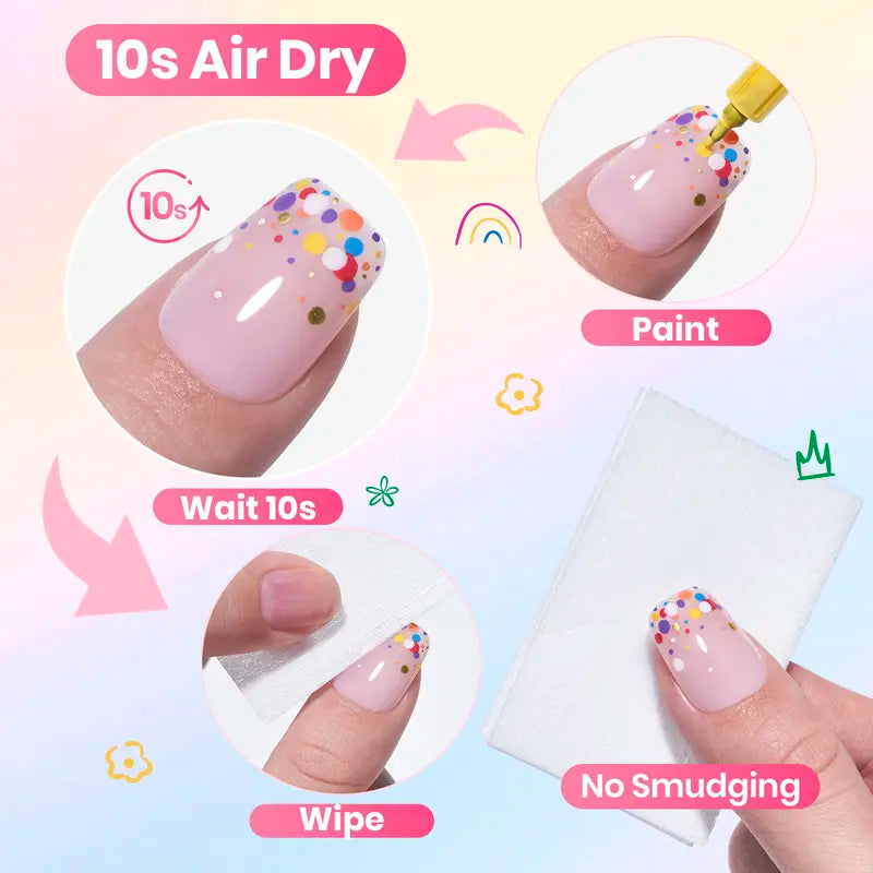 12-color nail art pen set，Suitable for nail art design, painting, dot and line work, DIY home nail art and nail salon tools