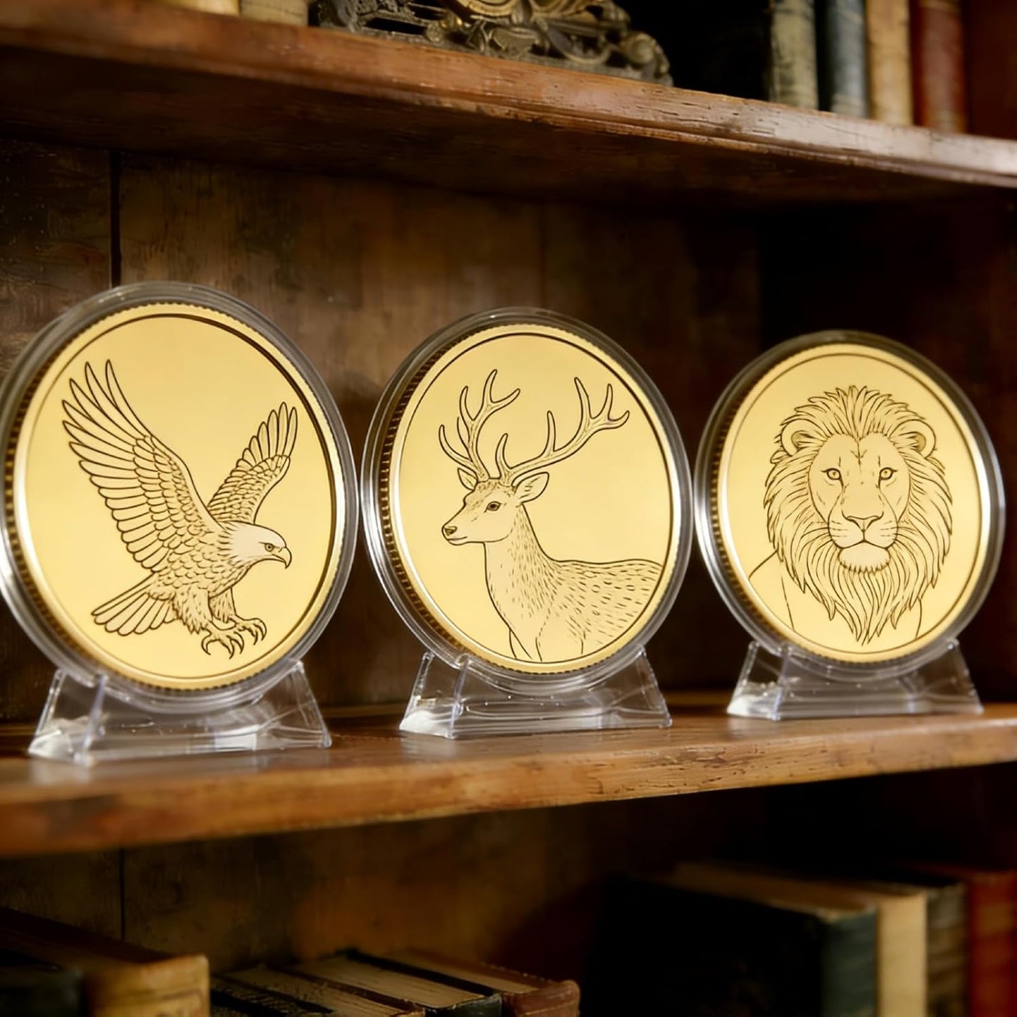 10PCS Clear coin display stand with a stable base