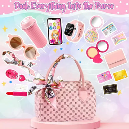 Realistic Girl Handbag Toy Set, Colorful Pretend Play Accessories