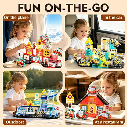 40 Pcs Mini Magnetic Tiles Construction Building Blocks Toy with Iron Storage Box