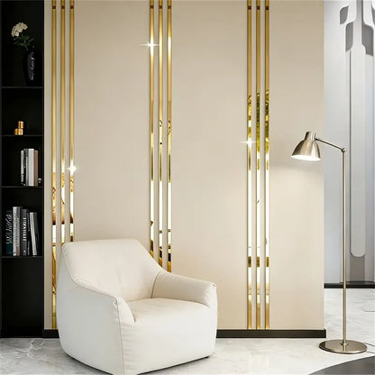 10-Piece Set of Long Acrylic Mirror Wall Stickers