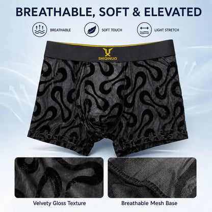Breathable mesh boxer briefs, soft and stretchy jacquard fabric