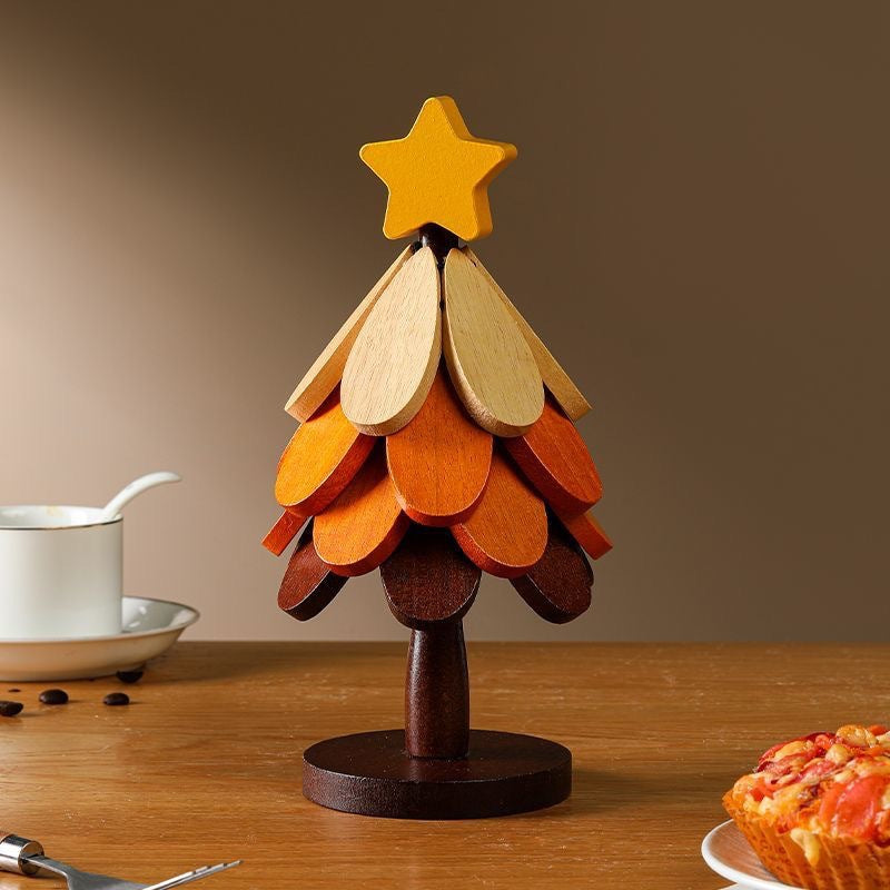 Wooden Christmas Tree Heat-Resistant Trivet