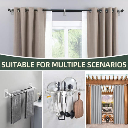 2-Pack No-Drill Double Curtain Rod Brackets