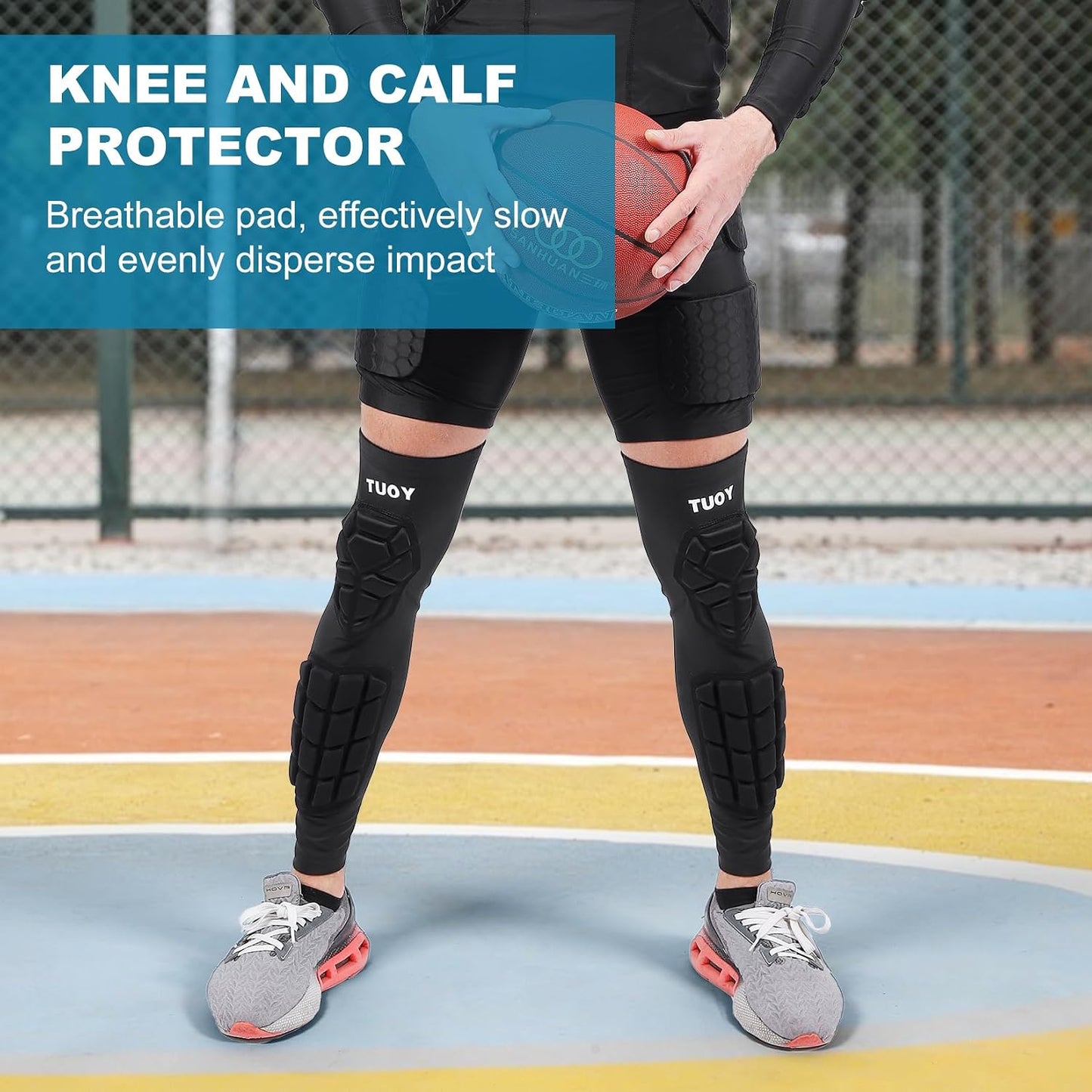 1 Pair Knee Pad with Shin Guard Pads