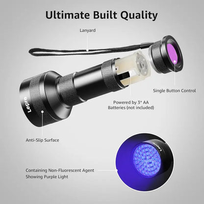 LED Aluminum Alloy Portable UV Flashlight, 395nm Scorpion ID Tool