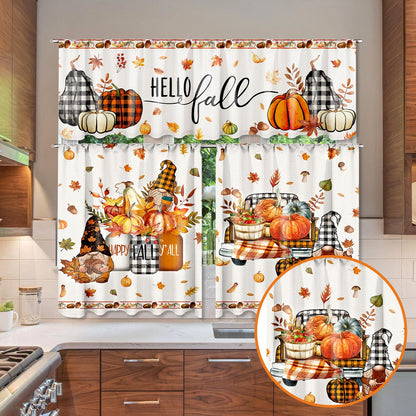 3 Pcs Fall-Halloween Kitchen Curtain Valance Tiers Set