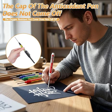 Refillable Water-Resistant Construction Marker, Heavy-Duty Carpenter Pen for Woodworking & Plumbing