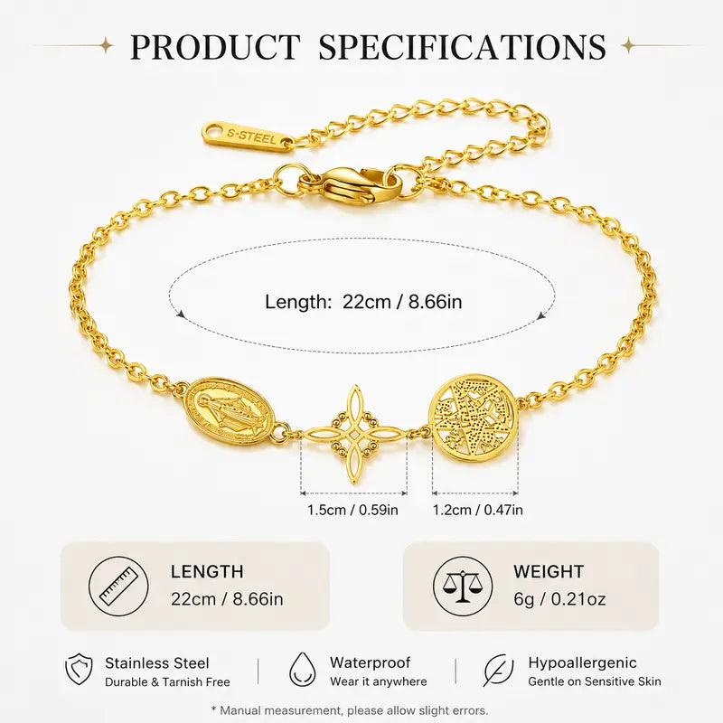 Retro Stainless Steel Triple Protection Bracelet