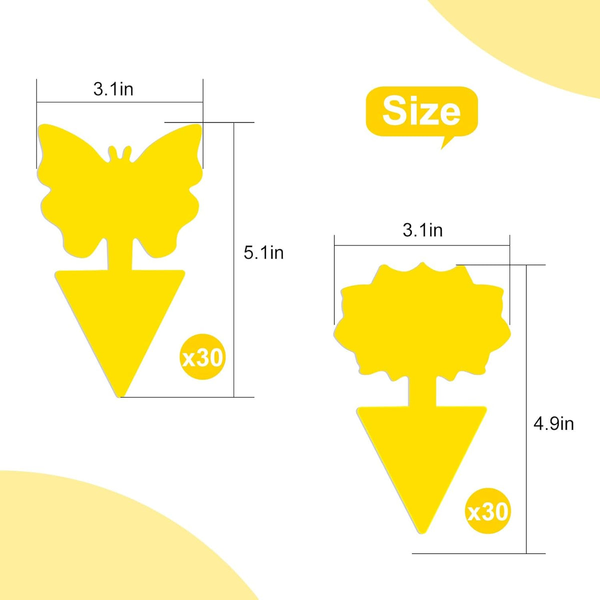 30 Pack Yellow Sticky Traps, Fungus Gnat Traps
