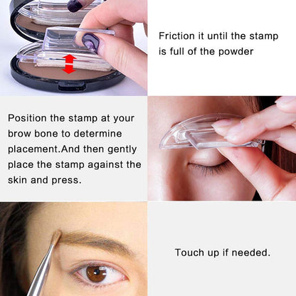 Eyebrow Powder,Waterproof Eyebrow Stamp 3 Pairs Stamp with Brow Brush