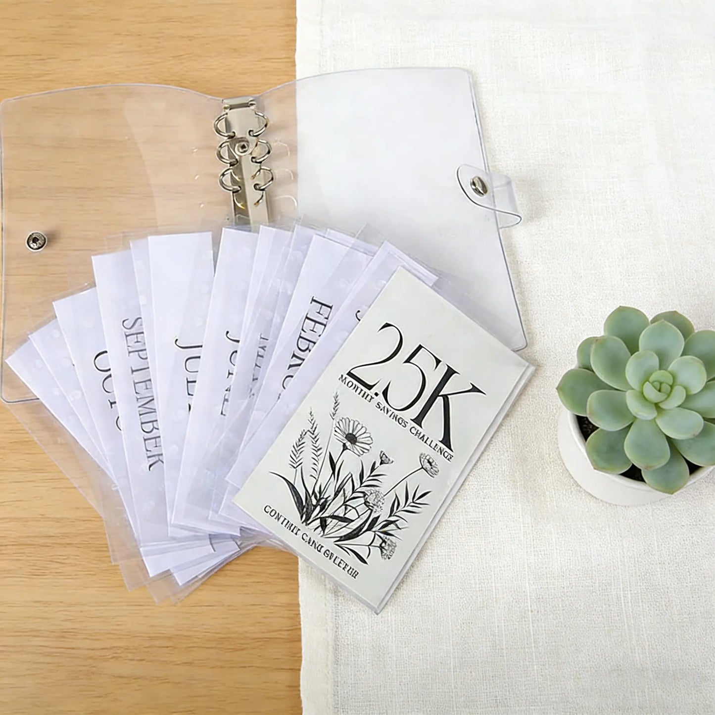 12-Month Money Saving Binder ,10K / 5K / 2.5K Savings Challenge ,Cash Envelope Budget Planner for Home & Office