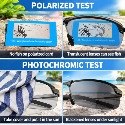 Stylish polarized sunglasses featuring UV400 protection, photochromic properties