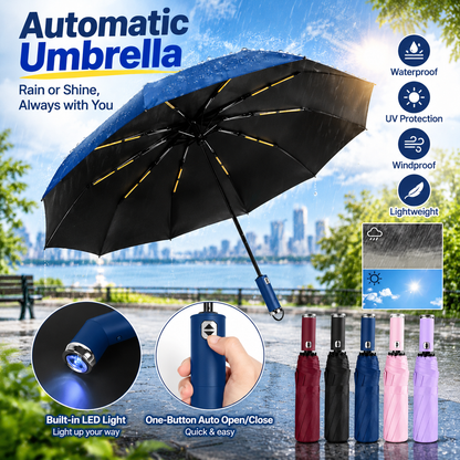 Automatic Umbrella with LED Flashlight