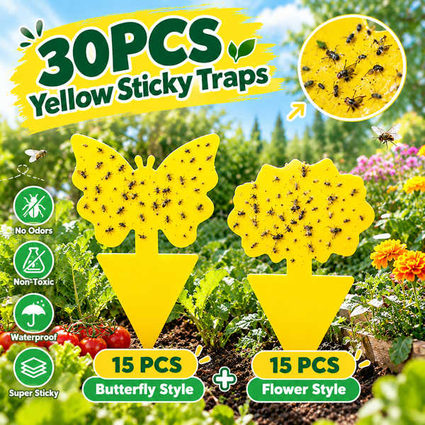 30 Pack Yellow Sticky Traps, Fungus Gnat Traps