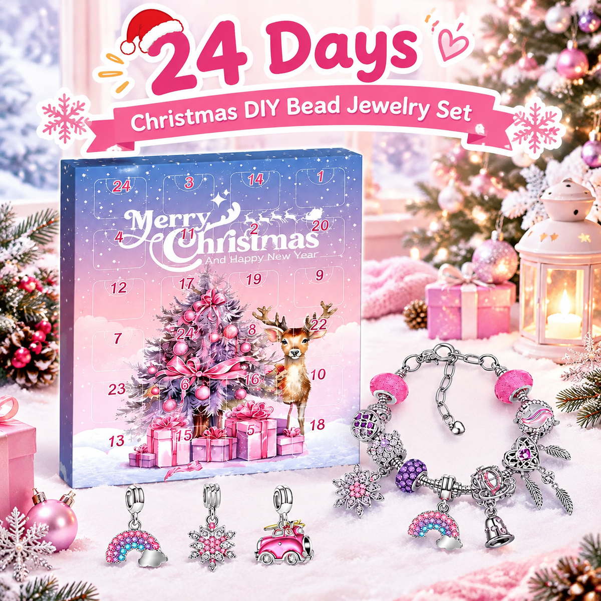 24-Day Christmas DIY Craft Bead Charms Kit