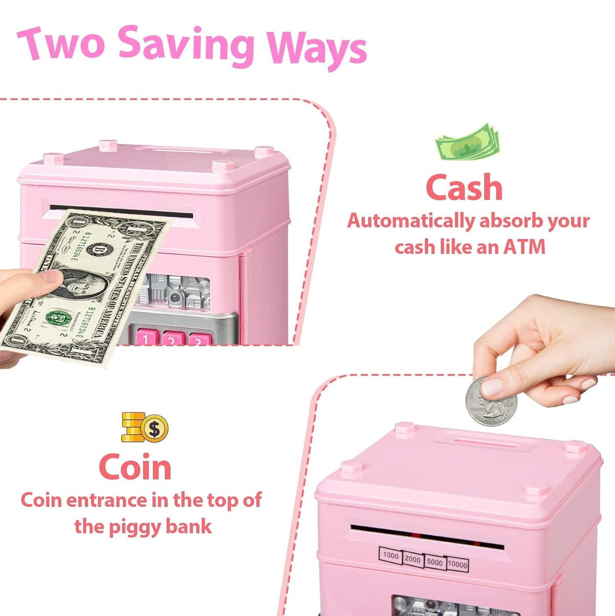 Electronic Piggy Bank ATM Machine Money Safe