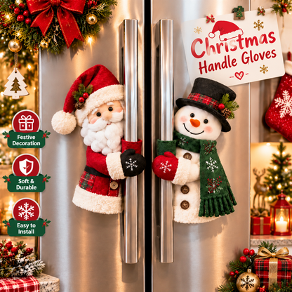 Christmas Handle Covers, Plush Santa & Snowman Handle Huggers for Refrigerator