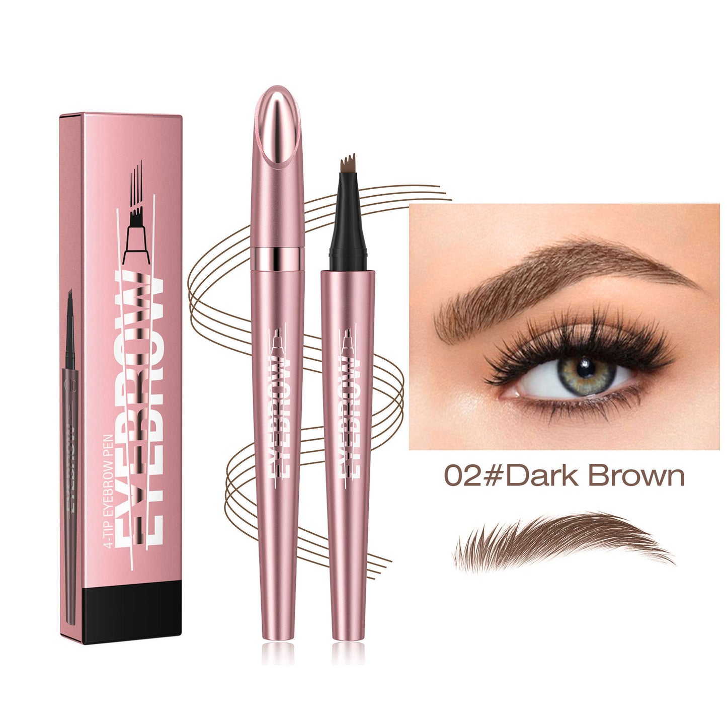 Waterproof Long-Lasting Smudge-Resistant 4-Tip Microblading Eyebrow Pen for Hair Stroke Brows