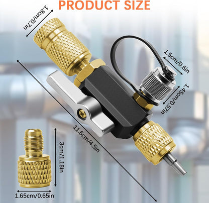 Valve Core Remover Installer Tool, 1/4"& 5/16" Dual Valve Mega Flow Vacuum-Rated Valve Core Removal Tool, 20 Microns Vacuum