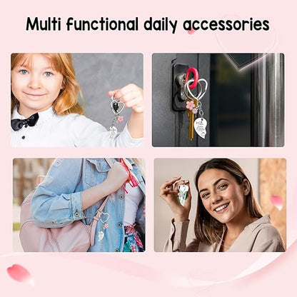 Mother Daughter Matching Keychain - 2 Piece Metal Heart Keychain, Charm for Purse