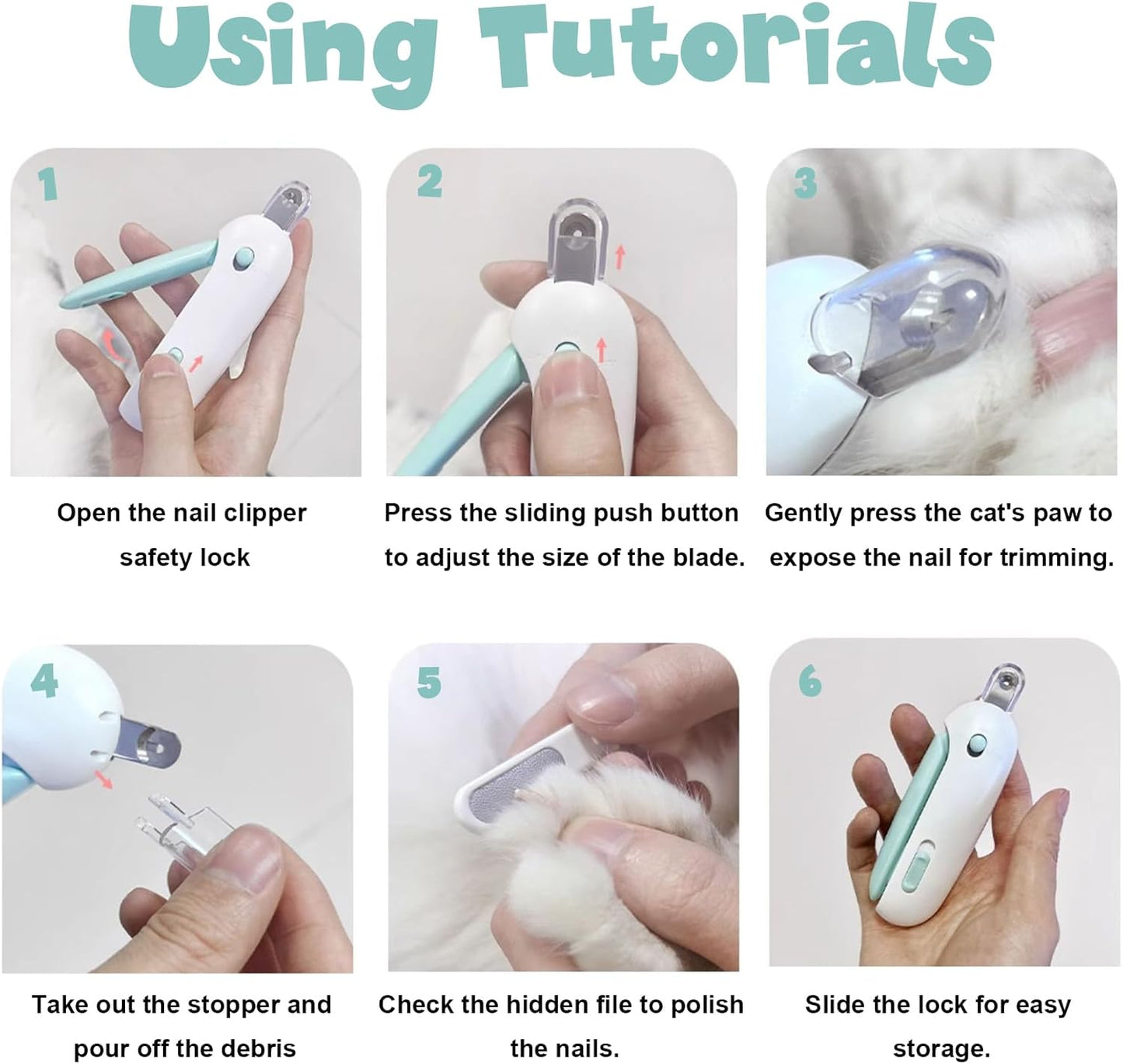 Pet Nail Clipper with Catcher Safe Cut Nail Trimmer for Cats Kittens Small Pets No Mess Nail Clippers