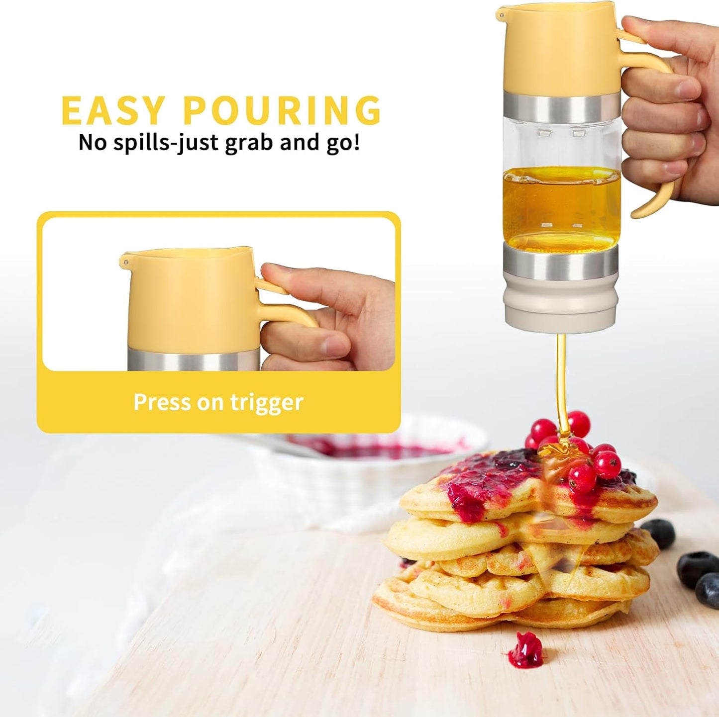 Glass Honey Dispenser No Drip - 10.65 OZ Honey Jar with Handle