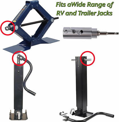 Heavy Duty Trailer Jack Drill Adapter Set for RV, Construction, Dump Trailers