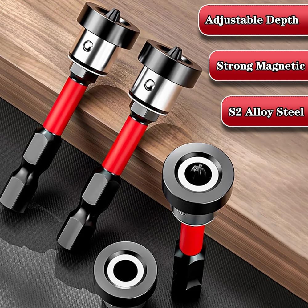 5Pcs Drywall Screw Setter, Magnetic Positioning Screwdriver Bits PH2 Bits, 1/4" Hex Shank Drywall Screw Bit