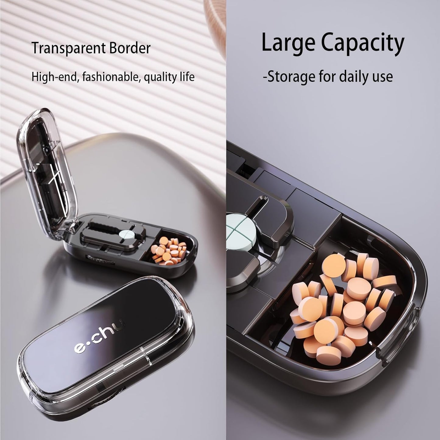 1/2 & 1/4 Adjustable Pill Splitter with Centering Device