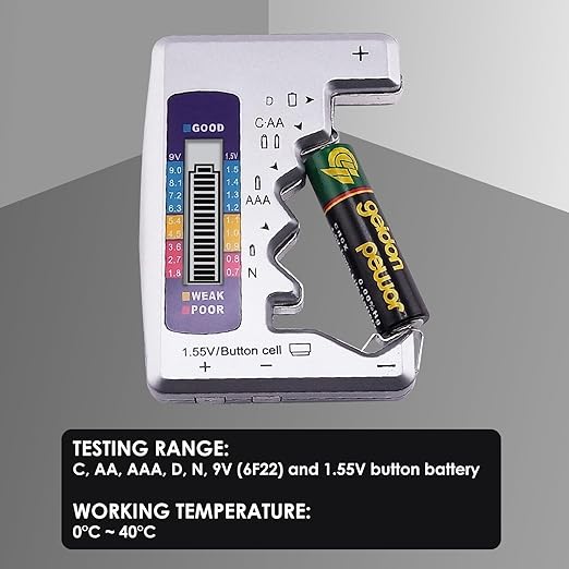 Universal Digital Battery Capacity Tester with LCD Display for D C N AAA AA 9V 1.5V Button