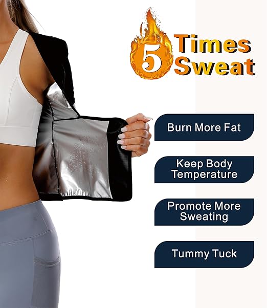 Sauna Suit Waist Trainer for Women,Sauna Shirt Short Sleeves shapewear Slimming Shirt