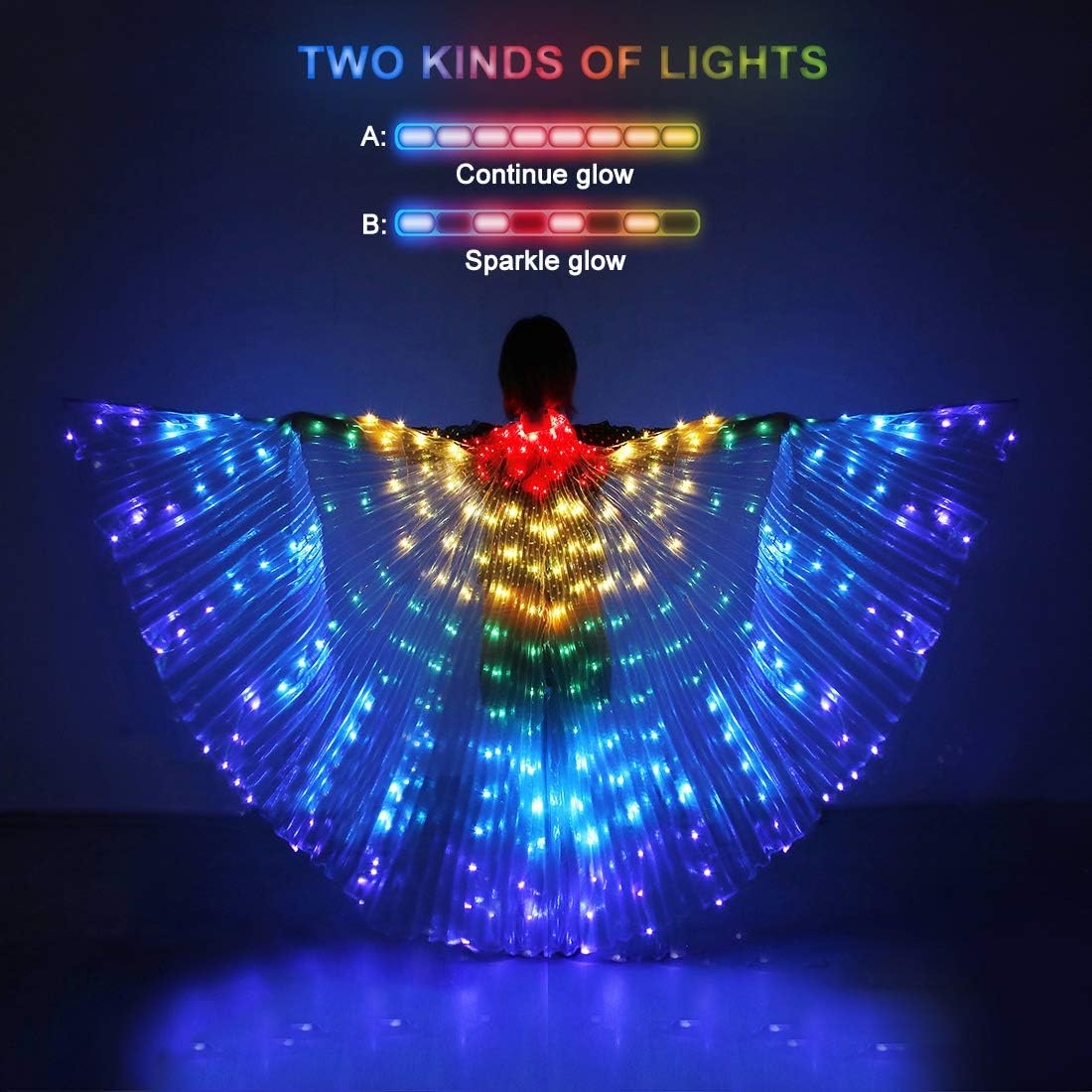 LED Angel Wings Light up Fairy Wings with Telescopic Sticks