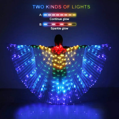 LED Angel Wings Light up Fairy Wings with Telescopic Sticks