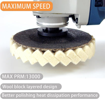 3Pcs/set Wool Felt Flap Polishing Disc, 4.5 Inch for Angle Grinder