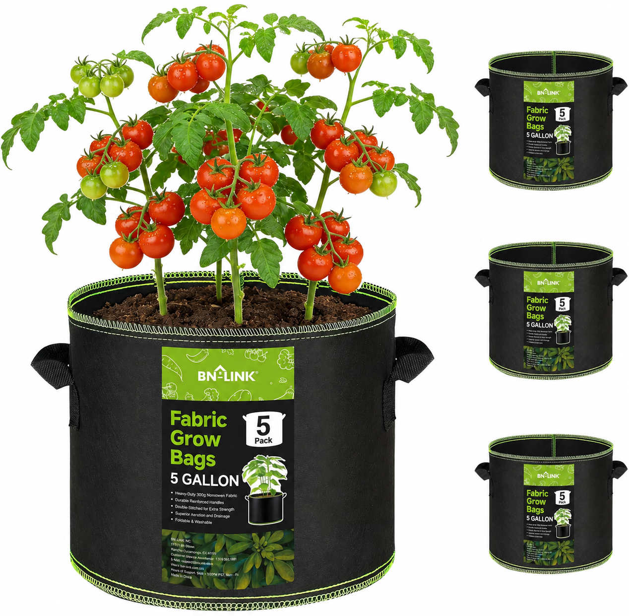 3Pcs 5 Gallon Fabric Plant Bag，Planter Bags with Handles