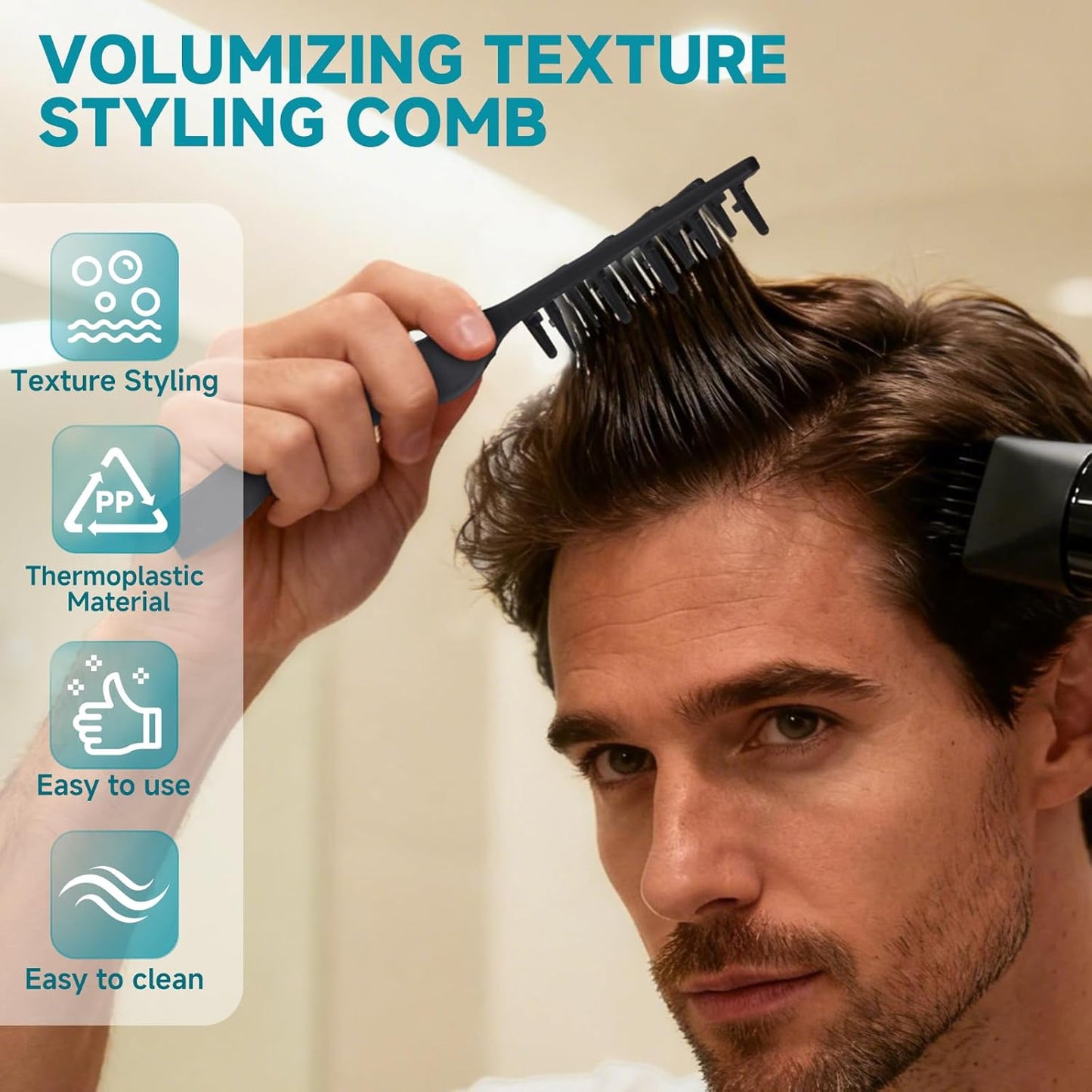 Volumizing Texture Comb – Wide Tooth Hair Styling Comb for Men & Women