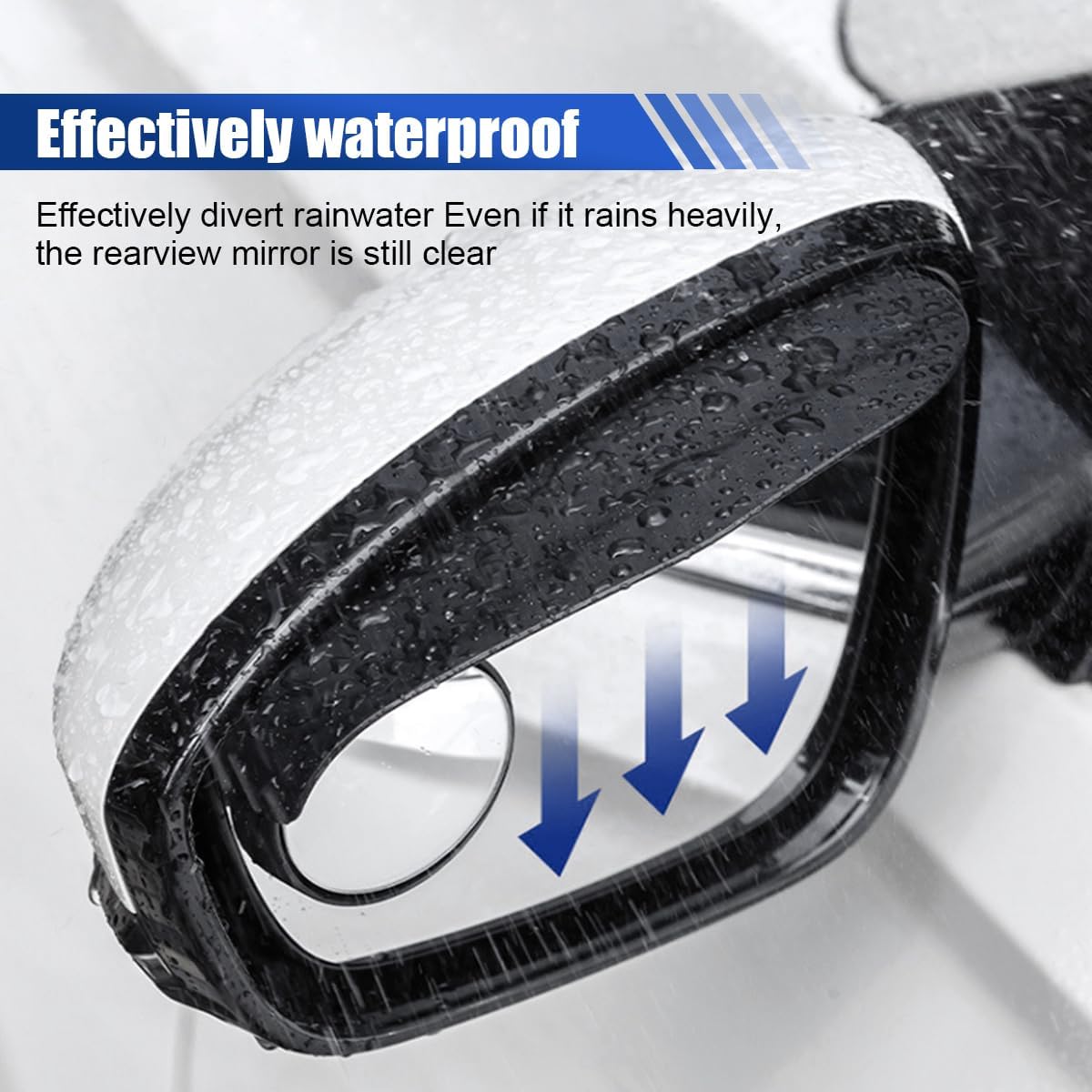 2PCS 2-in-1 Rain Eyebrow Reversing Side Rearview Mirror, 360° Adjustable Reflective Protective Cover