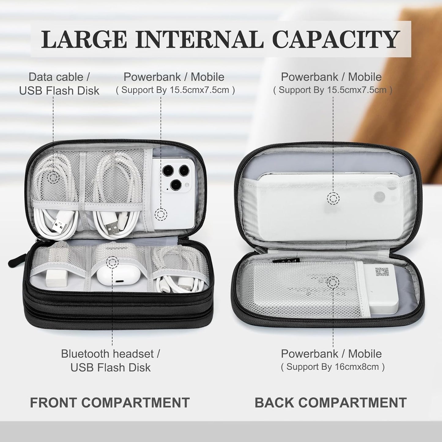 Electronic Organizer Bag, Waterproof Portable Double Layer