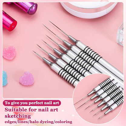 6Pcs Non Slip Liner Brush Set, UV Gel Polish Painting Art Design Pen for Long Lines, Thin Details
