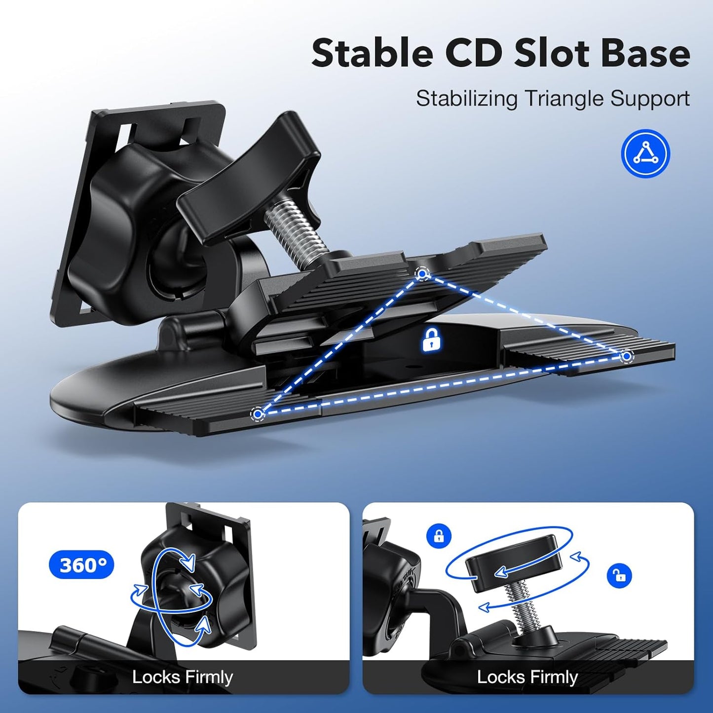 CD Slot CarPlay Screen Mount for 7–10.5" Displays, Stable Anti-Vibration Holder for CarPlay & Android Auto Screens