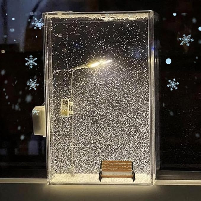 Snow Globe Christmas Lights DIY Snowy Night Flowing Snowy Scenery Street Lamp