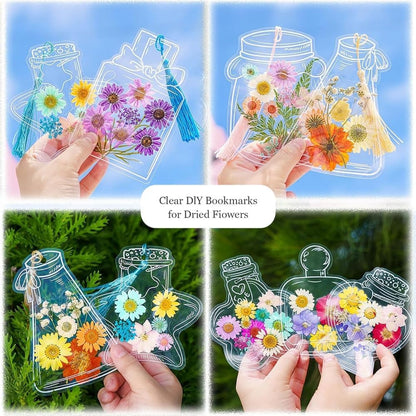 20Pcs Transparent Bookmarks for Dried Flowers, DIY Gifts Bookmarks