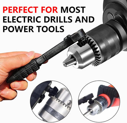 3 in 1 Drill Chuck Ratchet Spanner with Extended Arm for Added Torque Compatible with Most Electric Drills and Power Tools
