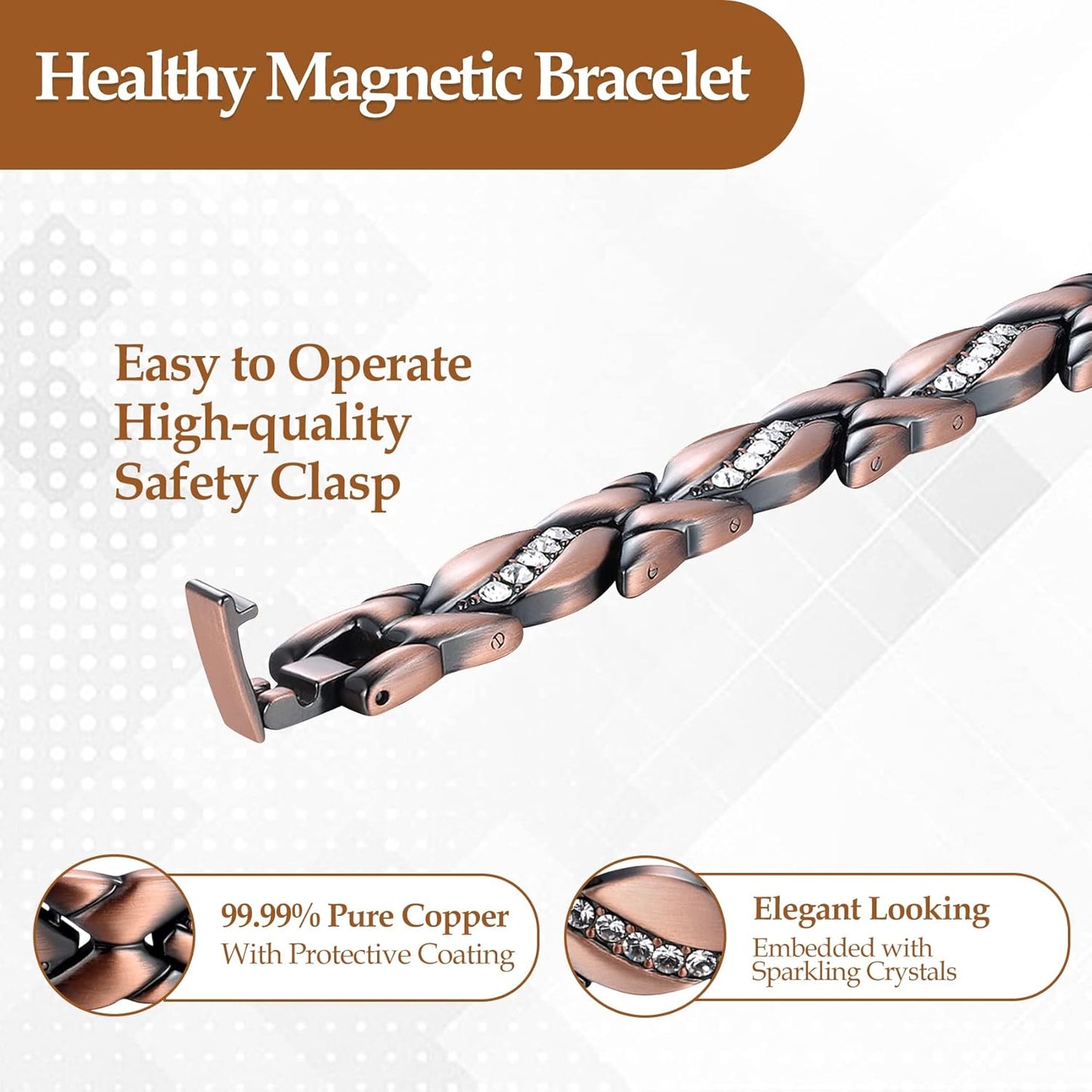 Pure Copper Bracelets for Women,Ultra Magnetic Bracelets
