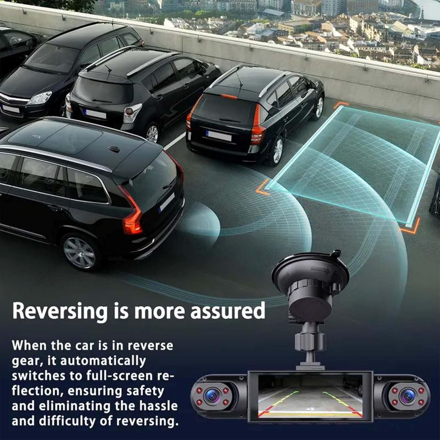 Full View Car Dashcam System,360° 4 Channel Dash,1080P Full HD Recording, Infrared Night Vision