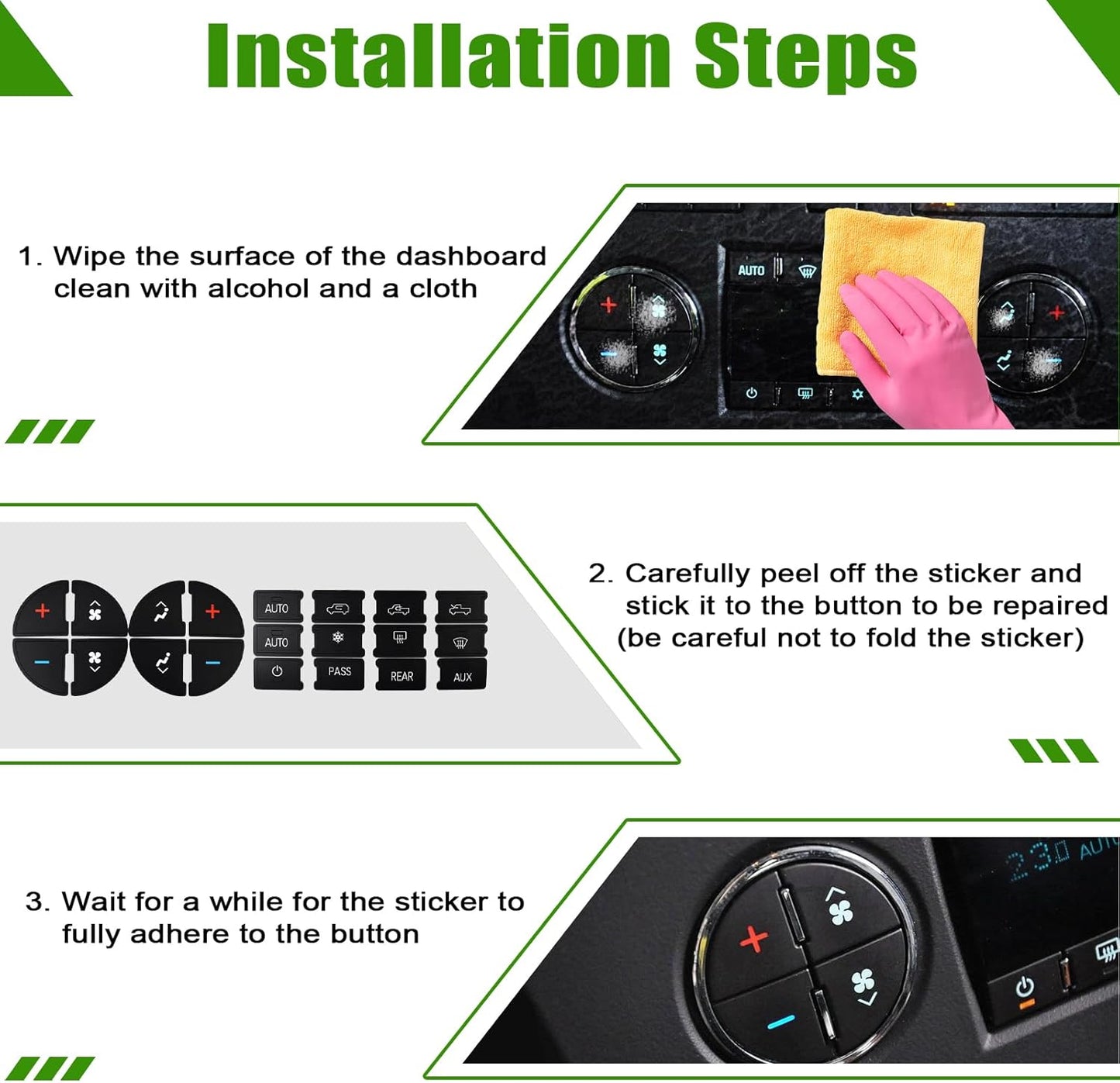 AC Dash Button Sticker Repair Kit for 07-15 GM Vehicles