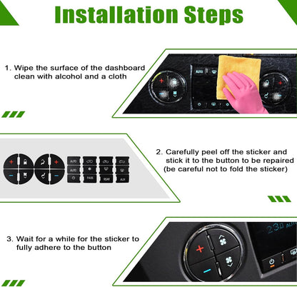 AC Dash Button Sticker Repair Kit for 07-15 GM Vehicles