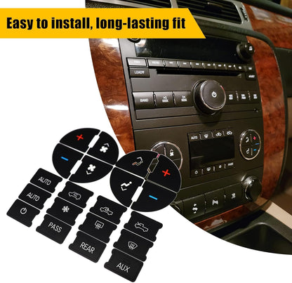 Car AC Dash Accents Button Sticker Repair Kit for Fixing Ruined Faded A/C Control Buttons